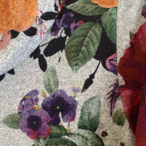 Passport Cowl Neck Sweater - Gray with Floral Accents - Picture 3 of 5